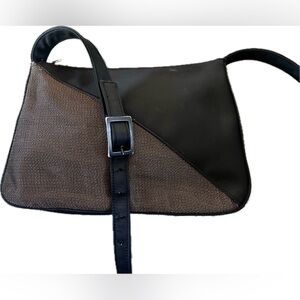 Vintage Black and Brown Aigner woven fabric Women's shoulder Bag